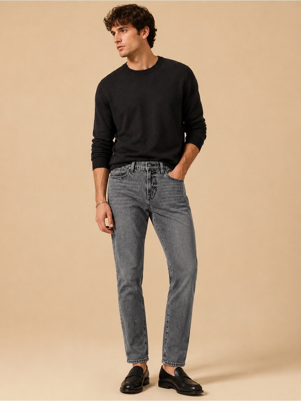 Frame Denim Washed Gray Slim Straight Men's Jeans